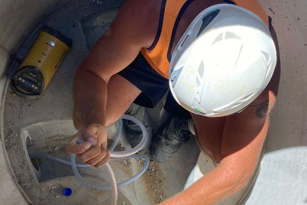 Air test being carried out on PVC Pipe for Perfect Manhole