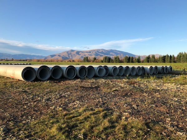 GRP Pipe Ready for Install at Bendrose Station Twizel