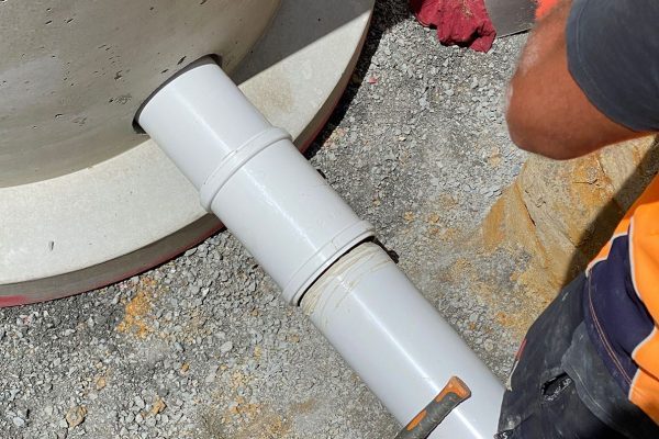 Slip coupler used to connect PVC pipe to PVC starter pipe for Perfect Manhole